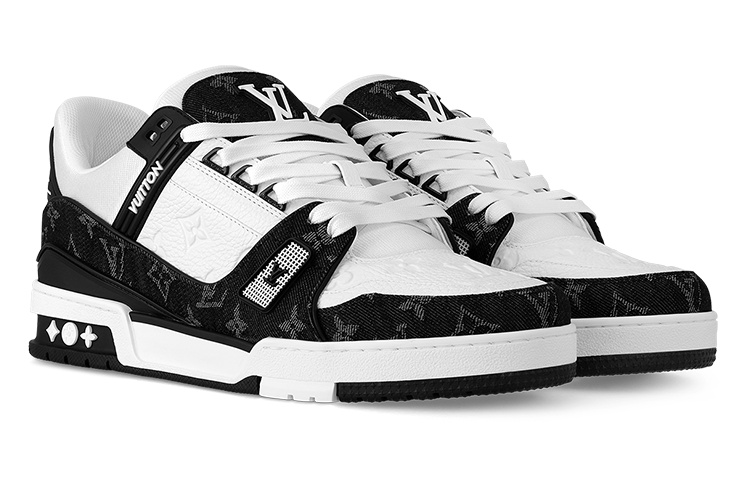 LOUIS VUITTON Trainer Low-Top Stylish Skateboarding Shoes Unisex White Black Panda