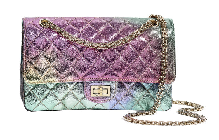 CHANEL 2.55 Sheepskin With Bright Gold Metal Shoulder Bag Women's Multicolor