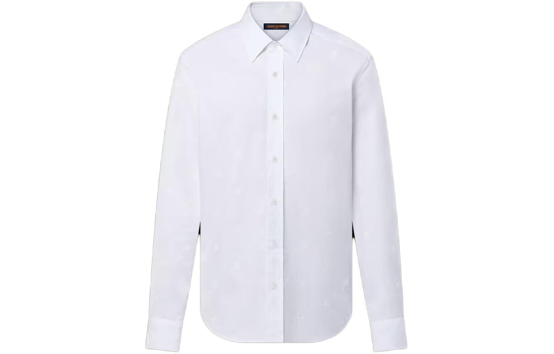 LOUIS VUITTON Lv Blason Printed Long-Sleeved Cotton Shirt