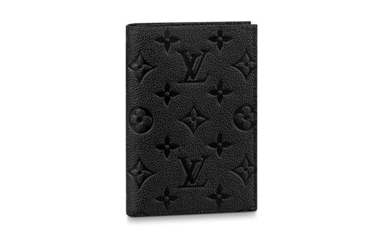 LOUIS VUITTON Cow Leather Passport Clip Unisex Black