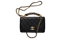 CHANEL 22K Autumn And Winter Grain Embossed Cow Leather Crossbody Bag, Shoulder Bag Regular Women's Black