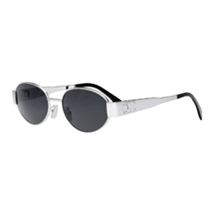 CELINE Oval Sunglasses Women's Silver