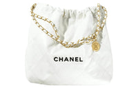 CHANEL Smooth Finish Calfskin Tote Bag, Shopping Bag, Crossbody Bag, Shoulder Bag Medium Size Women's White