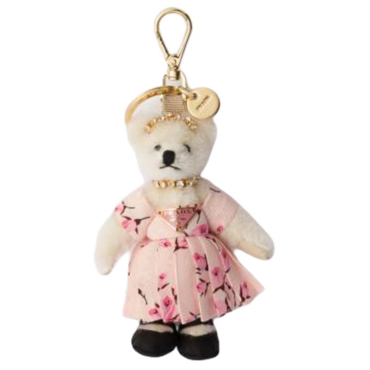 PRADA Triangle-Logo Teddy Keyring