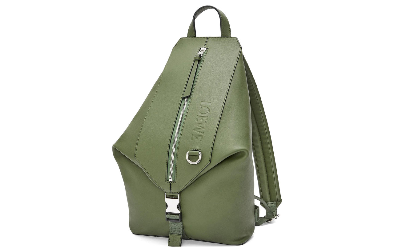 LOEWE Cow Leather With Fabric Backpack Trumpets Men's Forest Green