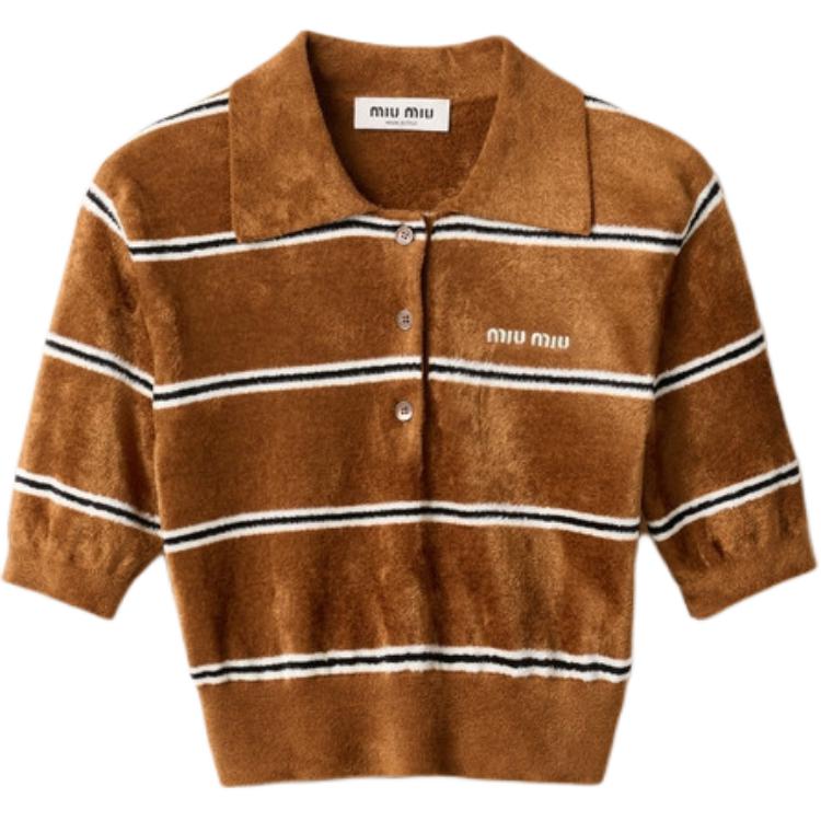MIU MIU SS25 Polo Shirt Women's Tobacco