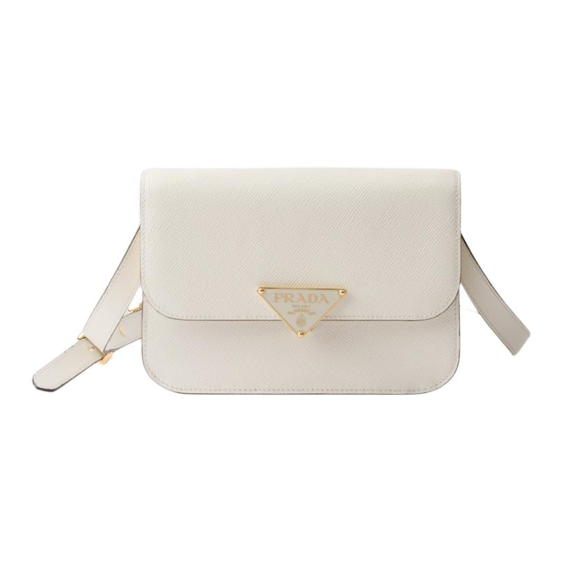 PRADA Calfskin Shoulder Bag Women's White