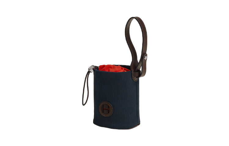 HERMES Coated Canvas With Leather Dog Bag Accessory Unisex Marine Blue