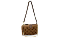 LOUIS VUITTON Mink Fur With Coated Canvas Trim Handheld Shoulder Bag Crossbody Bag Women's Brown