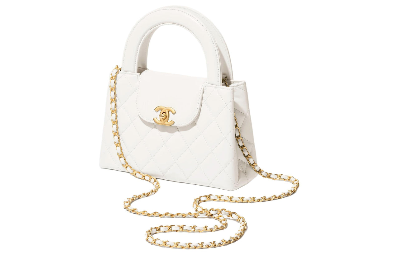 CHANEL Smooth Cow Leather Crossbody Shoulder Bag Crossbody Bag Mini Women's White