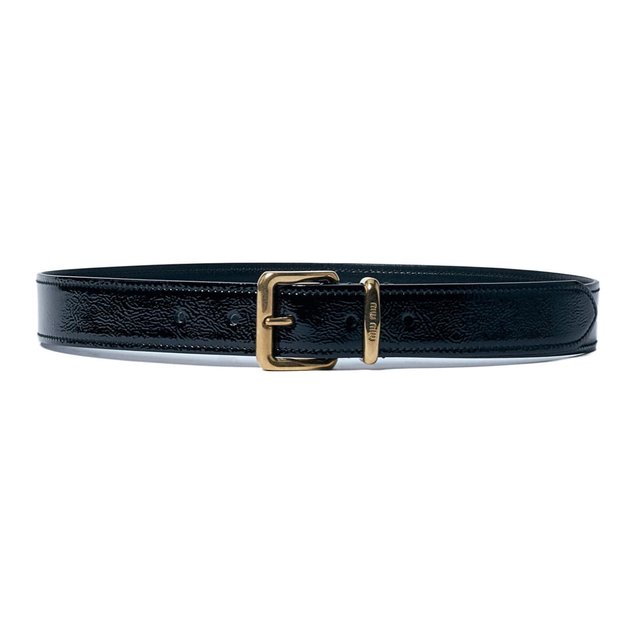 MIU MIU Leather Belts Women's Black Width 3CM