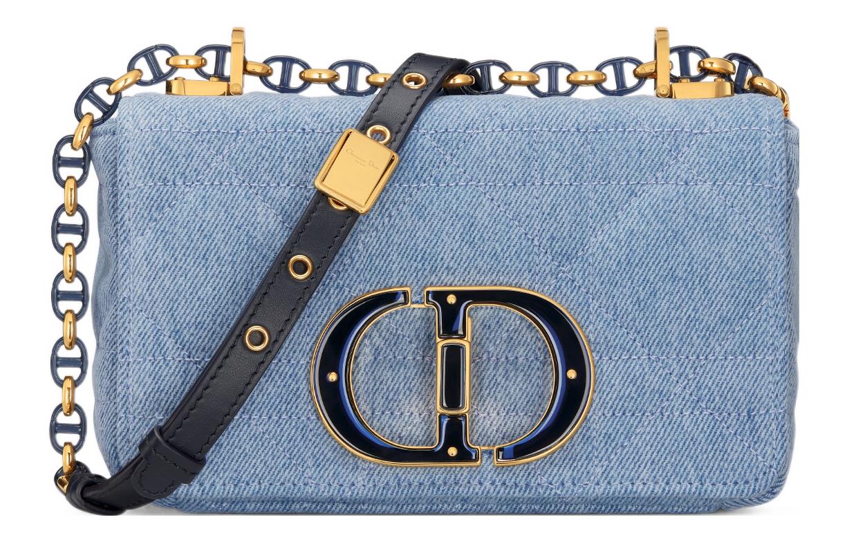 DIOR Caro Denim Crossbody Bag Shoulder Bag Women's Blue