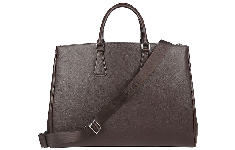 PRADA Calfskin Handbag Men's Coffee