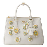 PRADA Galleria Killer Bag Leather Shoulder Bag, Crossbody Bag, Handbag Tubas Women's White & Pineapple Yellow