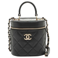 CHANEL Lambskin Bucket Bag Portable Crossbody Bag Shoulder Bag Medium Size Women's Black
