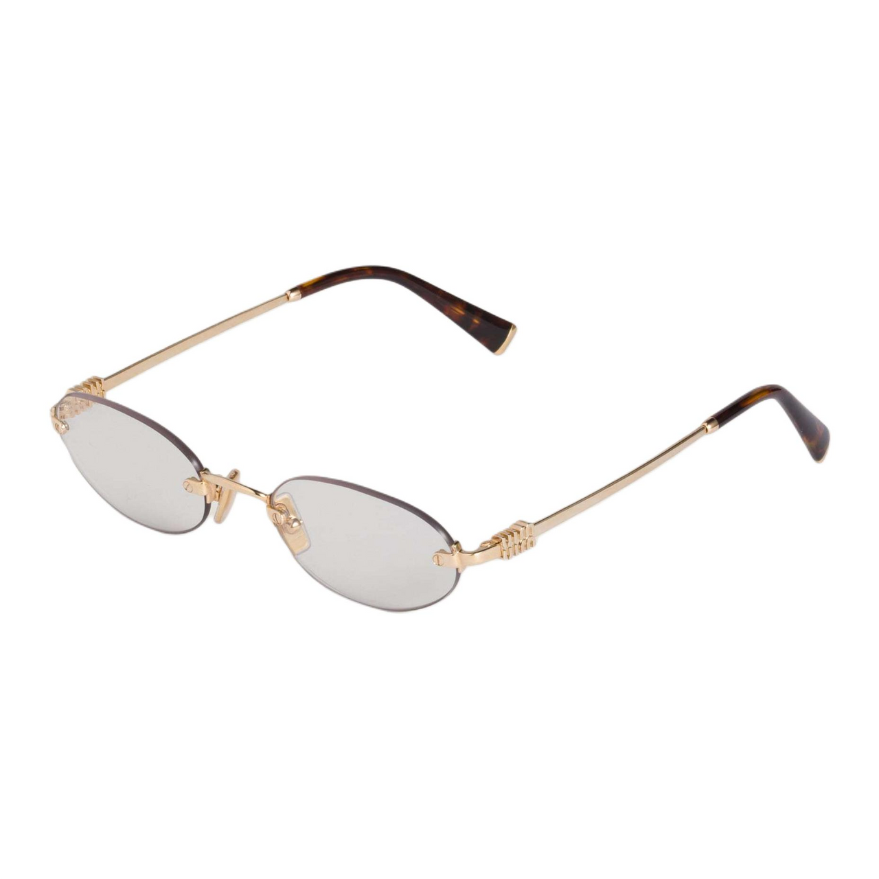 MIU MIU Metal Rectangular Sunglasses Unisex Gold
