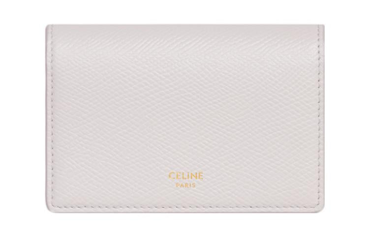 CELINE Grained Calfskin Business Card Holder Card Case Women's White