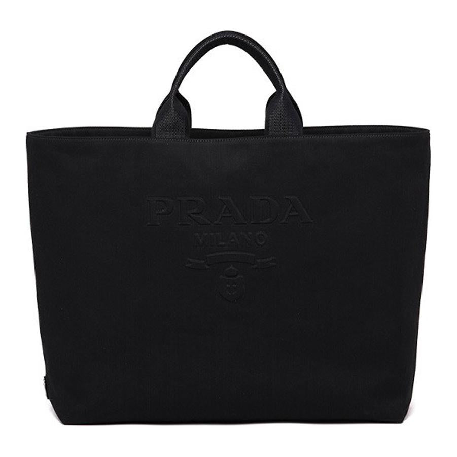PRADA Fabric Tote Bag Shopping Bag Crossbody Bag Shoulder Bag Unisex Black