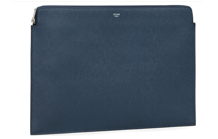 CELINE Grained Calfskin Clutch Men's Navy