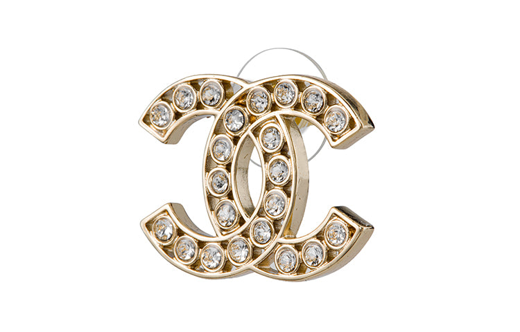 CHANEL 1980-1990s Rhinestone-embellished Cc Brooch