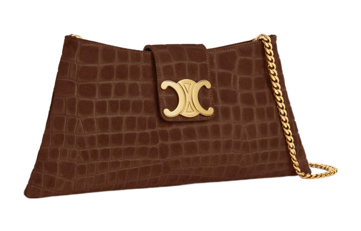 CELINE WilternTriomphe Cow Leather Suede Handbag Shoulder Bag Women's Brown