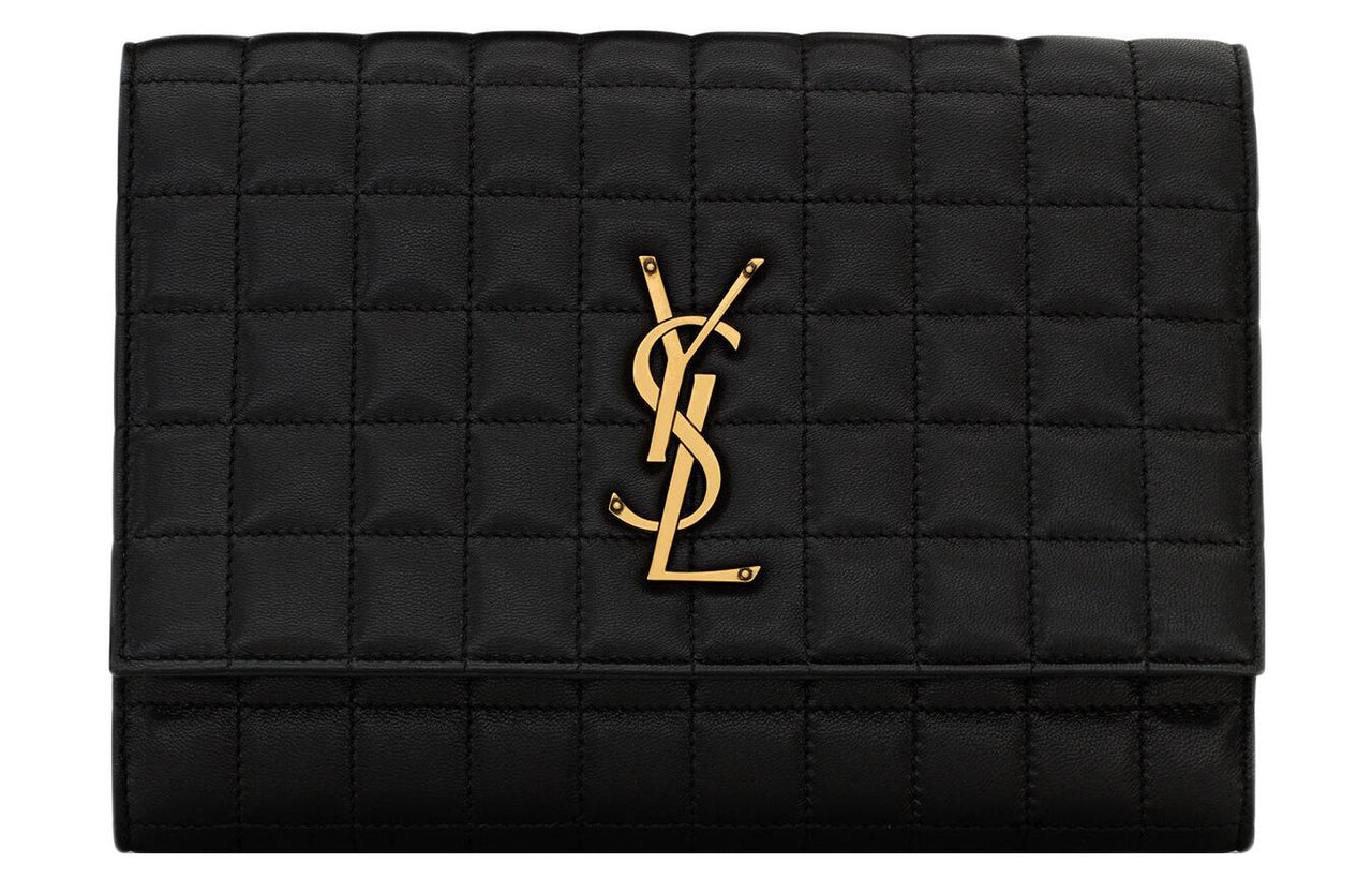 SAINT LAURENT CASSANDRE Sheepskin Clutch Women's Black