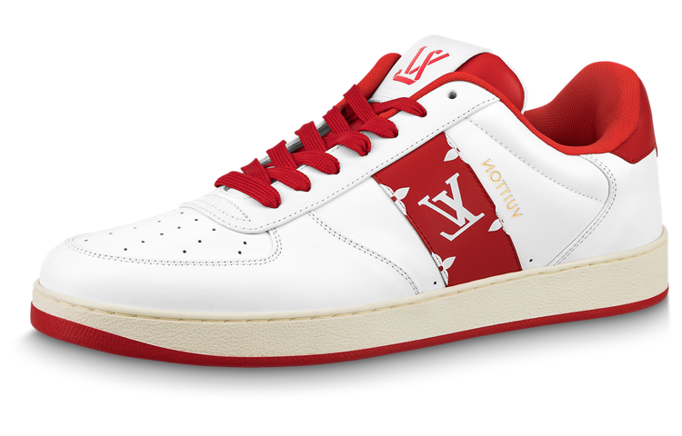 LOUIS VUITTON Rivoli Sneakers 'White With Red Side Monogram Band'