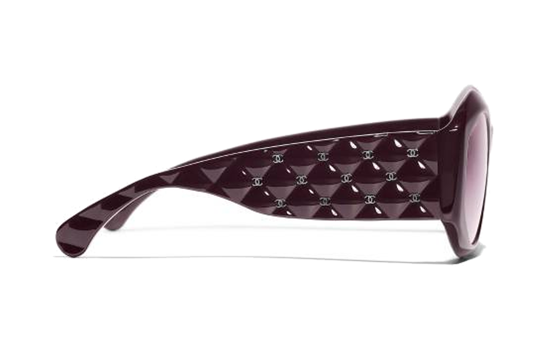 CHANEL Acetate Irregular Shape Sunglasses Women's Red Brown