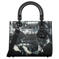 DIOR Lady Dior Cow Leather Lady Dior Bag, Shoulder Bag, Crossbody Bag, Handbag Medium Size Women's Black & White