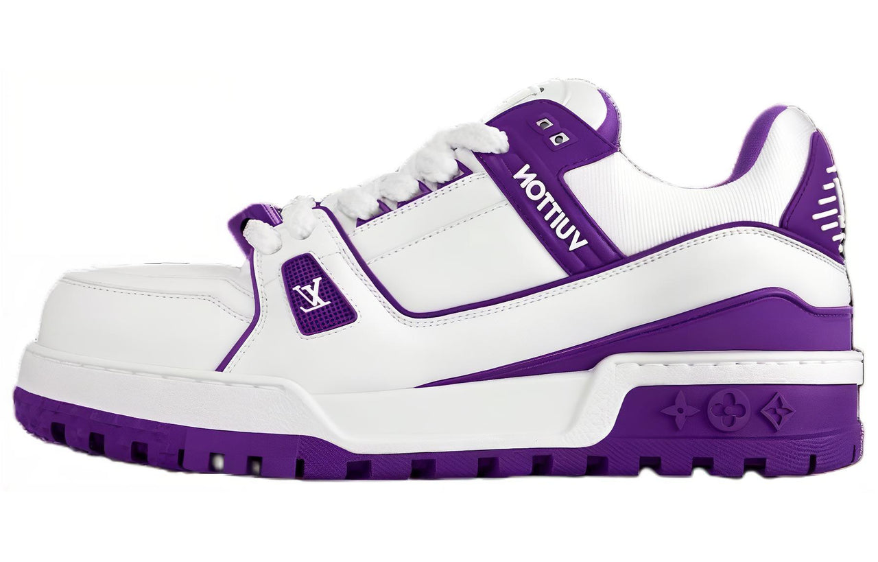 LOUIS VUITTON Trainer Maxi Little Chubby Ding Low-Top Skateboard Shoes Women's White Purple