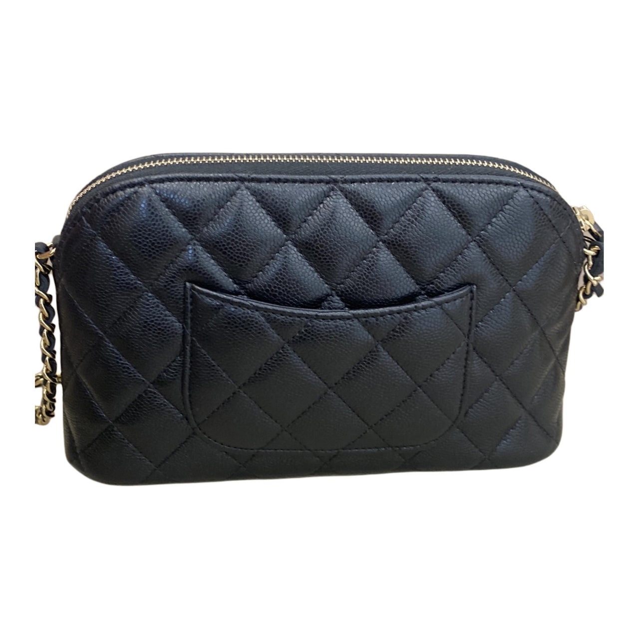 CHANEL Litchi Cow Leather Shoulder Bag, Crossbody Bag Women's Black