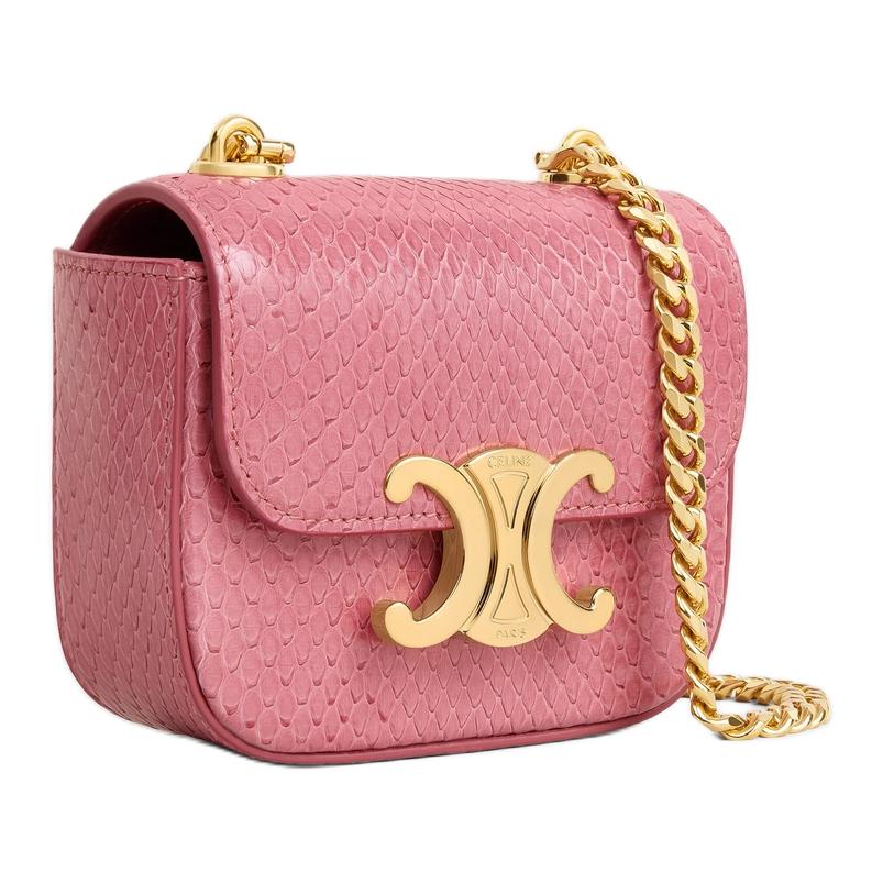 CELINE Snake Leather Shoulder Bag Crossbody Bag Mini Women's Pink