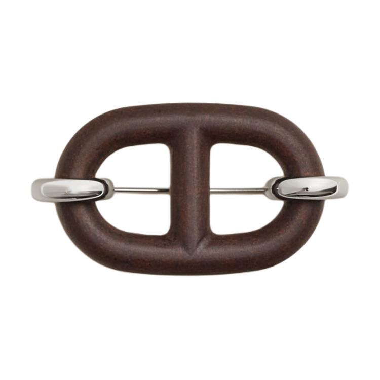 HERMES Recycled Leather Brooches Unisex Brown