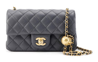 CHANEL Classic Flap CF Sheepskin Chain Bag With Zip Closure Shoulder Crossbody Bags Mini Women's Dark Gray