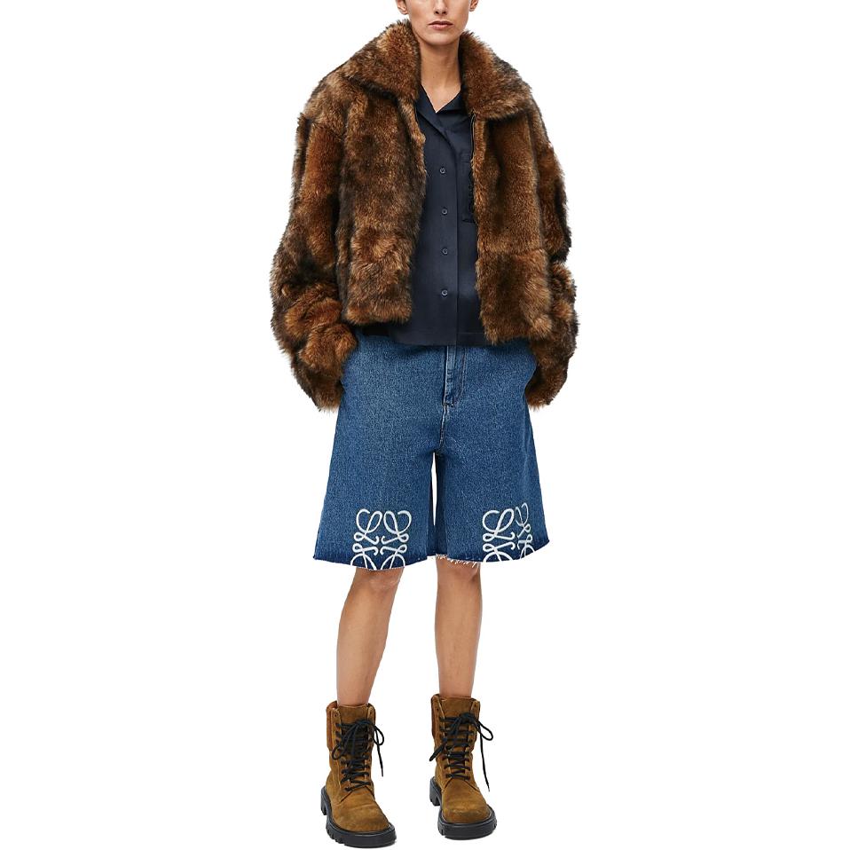 LOEWE Anagram embroidered Wide leg Denim Shorts