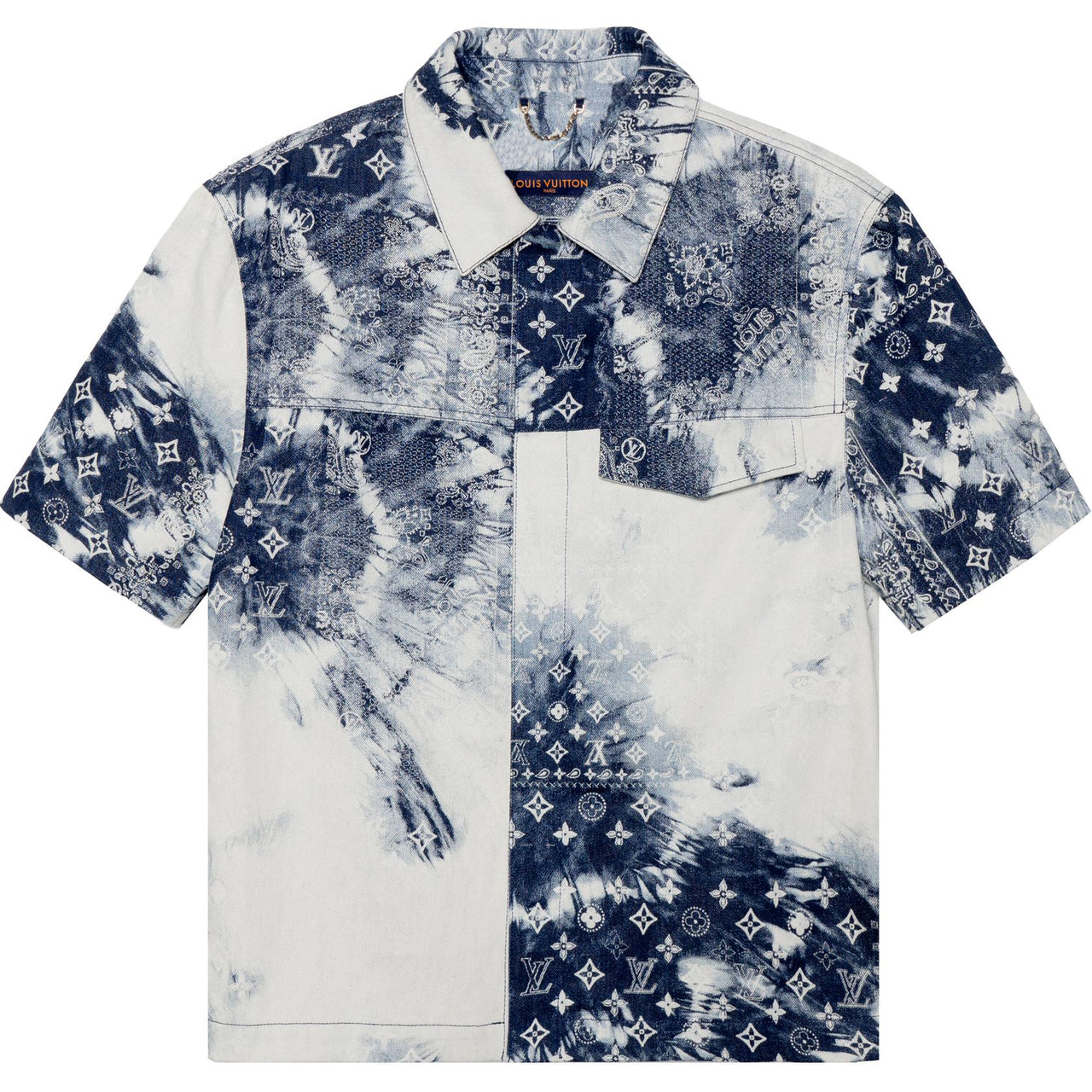 LOUIS VUITTON Monogram Bandana Short Sleeved Denim Shirt