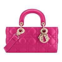 DIOR Lady D-JOY Lambskin Shoulder Bag Crossbody Bag Handbag Small Size Women's Fuchsia