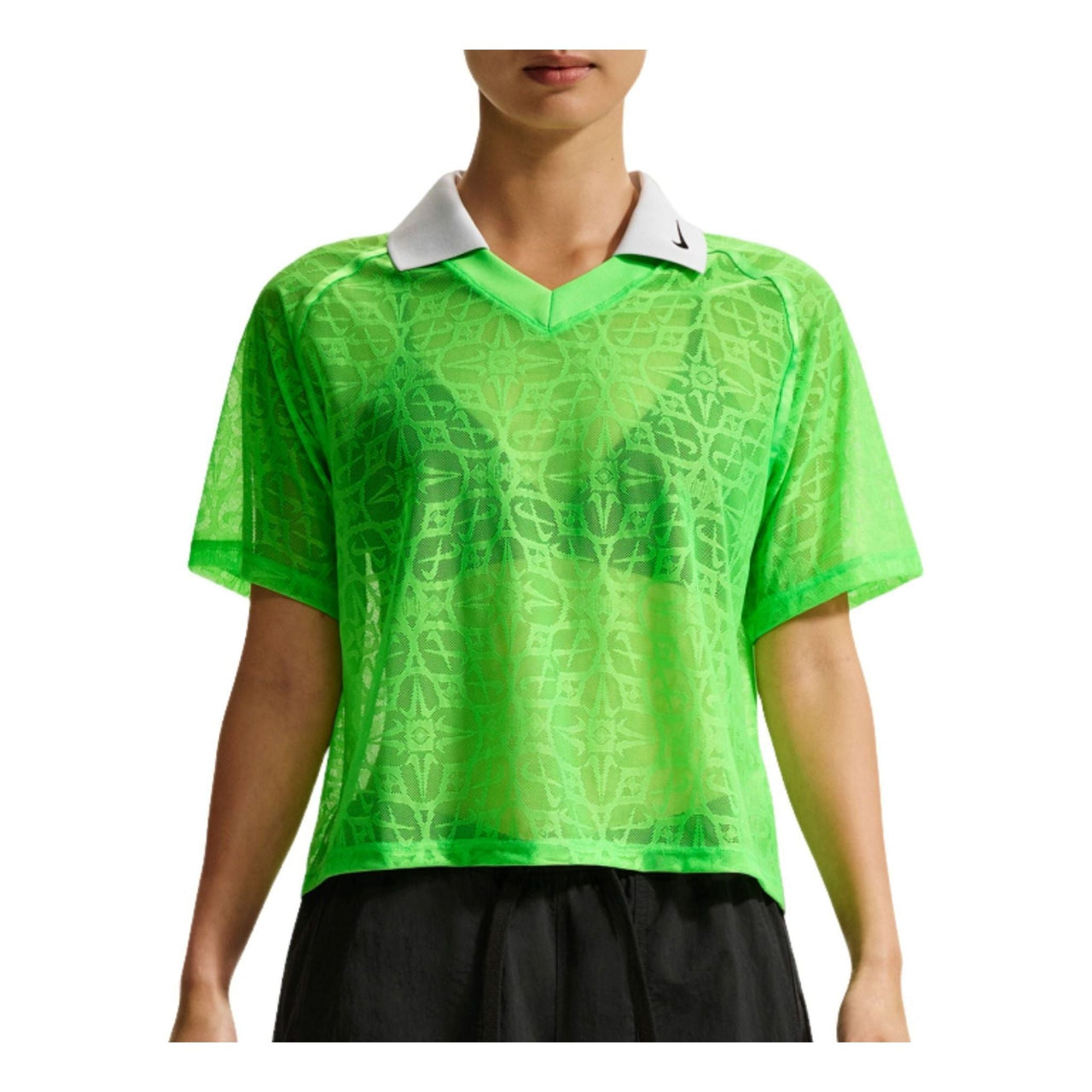 (WMNS) Nike Sportswear Classic Loose-Fit Lace T-shirt 'Green Strike Pure Platinum Black' IF0521-398