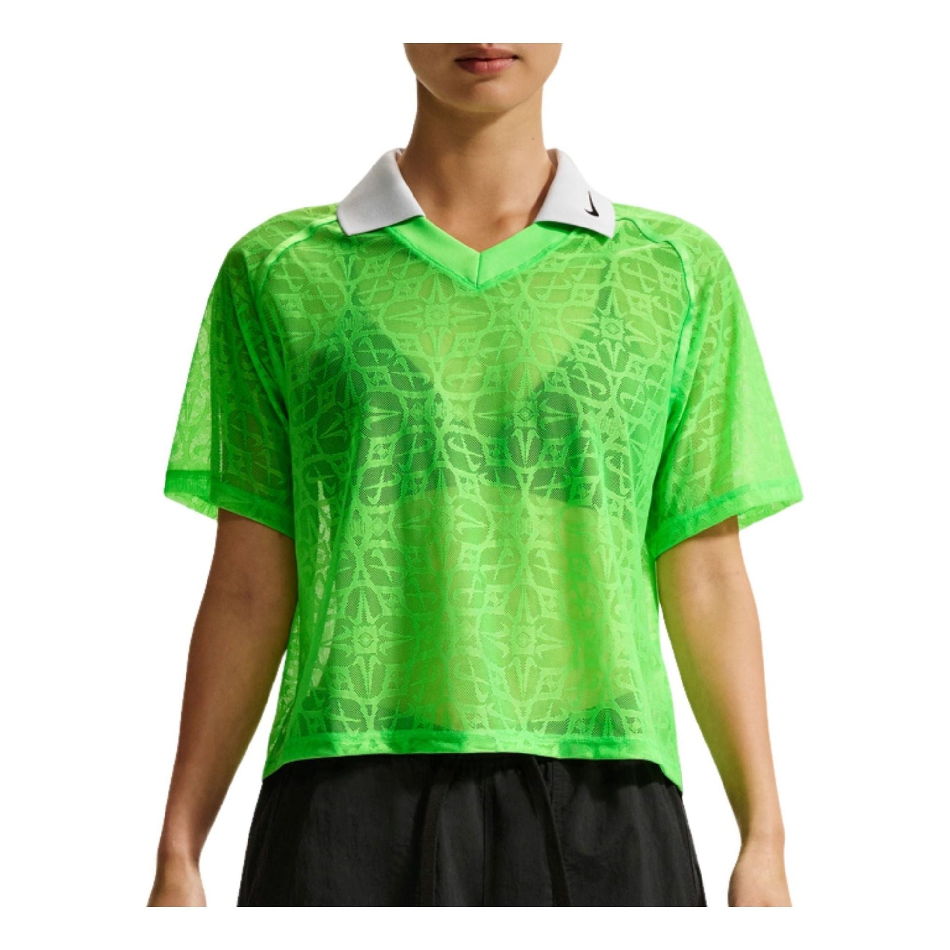 (WMNS) Nike Sportswear Classic Loose-Fit Lace T-shirt 'Green Strike Pure Platinum Black' IF0521-398