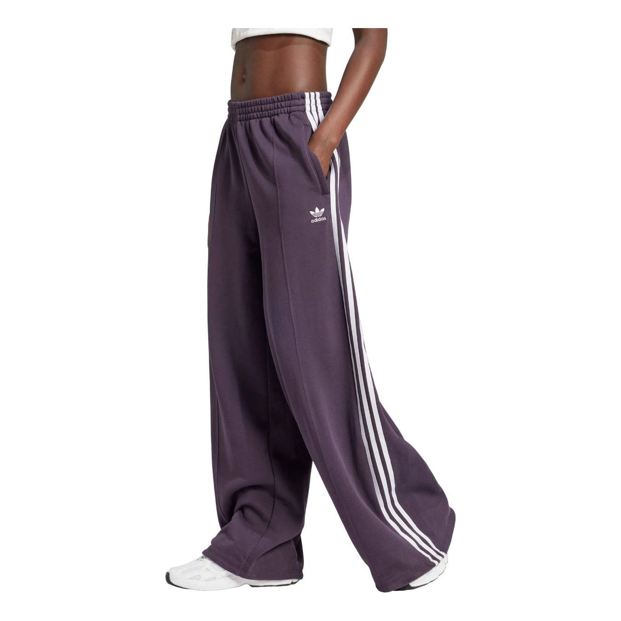(WMNS) adidas 3-Stripes Loose French Terry Wide Leg Pants 'Aurora Black' IW3177