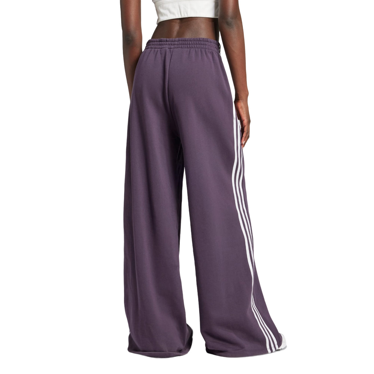 (WMNS) adidas 3-Stripes Loose French Terry Wide Leg Pants 'Aurora Black' IW3177