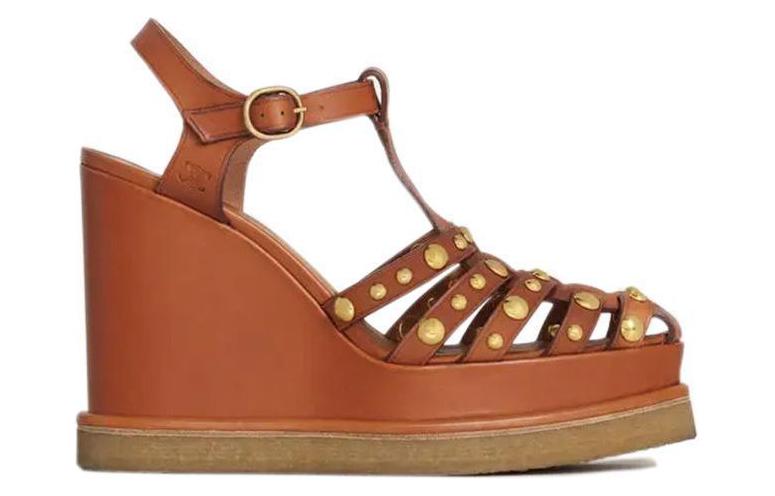 CELINE Manon Wedge Roman Sandals Women's Tawny