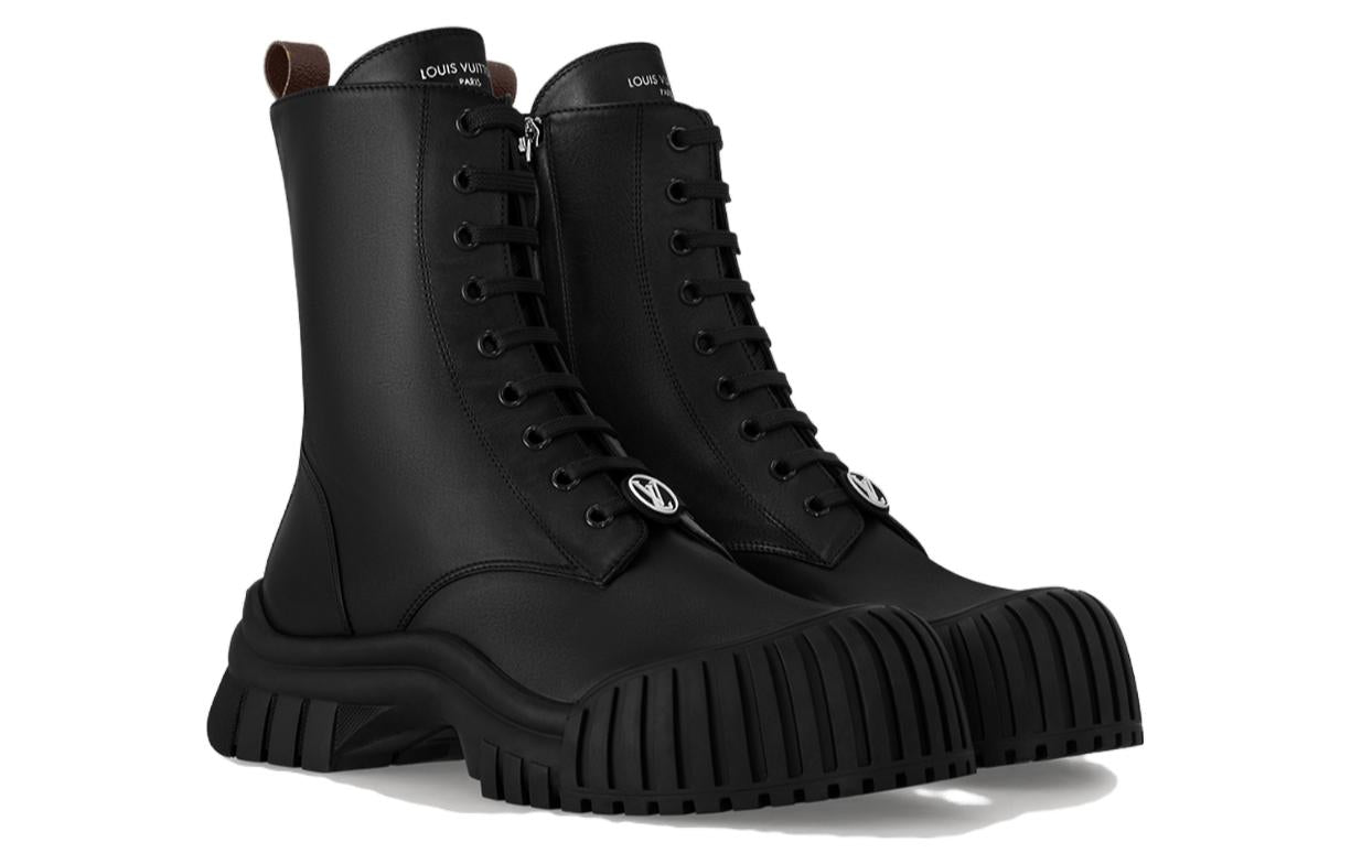LOUIS VUITTON Ruby Flat Ranger Boots 'Black Plain' Women's