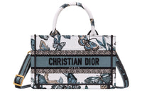 DIOR BookTote Embroidery Tote Bag Shopping Bag Handbag Mini Women's White/Soft Midnight Blue