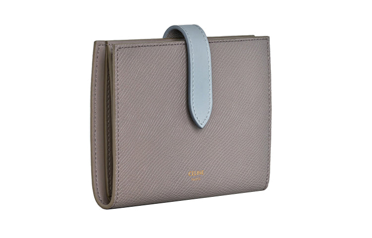 CELINE Grained Calfskin Wallet Medium Size Women's Egg Stone Gray/Mineral Stone Color