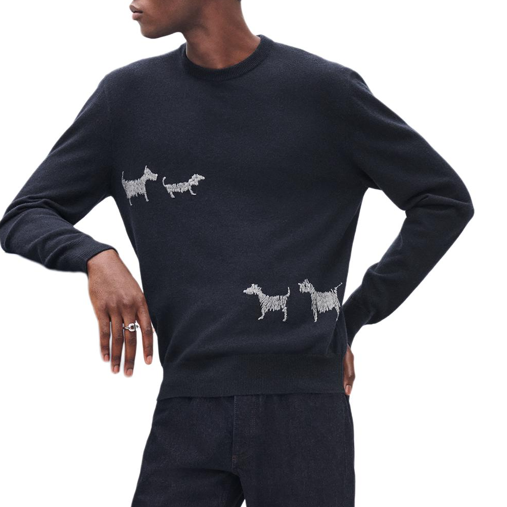 HERMES Cashmere Sweater Men's Dark Blue