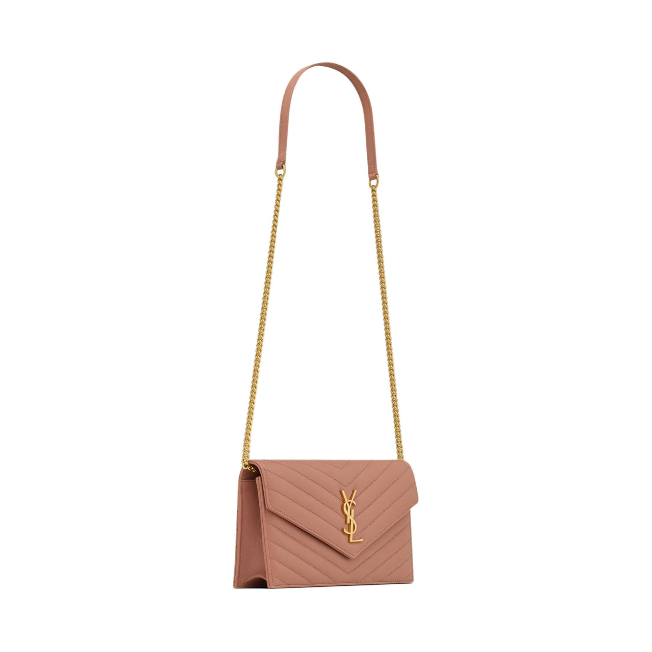SAINT LAURENT CASSANDRE Sheepskin Shoulder Bag Crossbody Bag Wallet Women's Light Pink