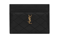 SAINT LAURENT GABY Quilting Sheepskin Card Holder Women's Black