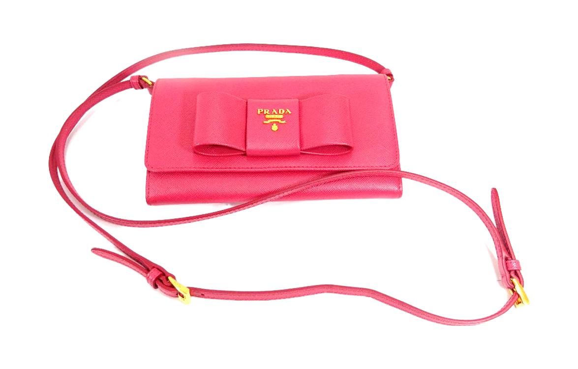 PRADA Cross Grain Cow Leather Wallet Women's Pink