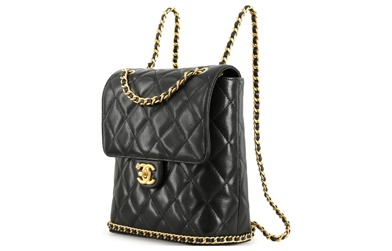 CHANEL Calfskin Backpack Women's Black